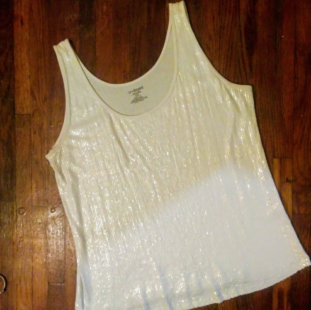 Lane Bryant Sequin White Tank Top 14/16
